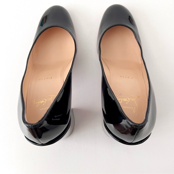 New CHRISTIAN LOUBOUTIN || Miss Sab Black Patent
Leather Block Heel Pumps EU 38 - Picture 8 of 15